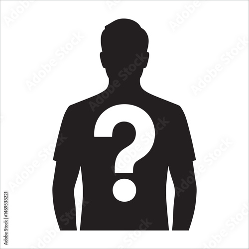Anonymous person silhouette with question mark mystery identity concept.