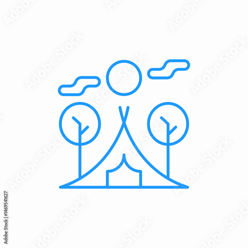 camping trees sun icon sign vector