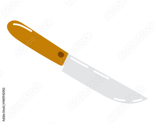 Kitchen knife with a wooden handle for cooking and food preparation tasks