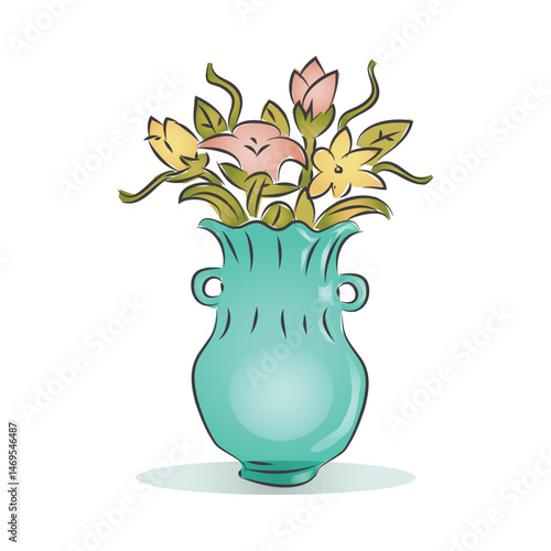 Flowers in a vase Vector Illustration