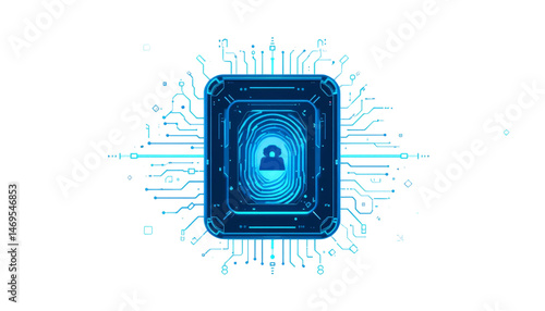 Cybersecurity action digital lock and circuitry design virtual environment graphic illustration concept of data protection