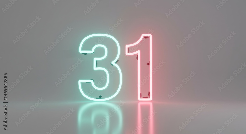 Neon Number 31: Cyan and Pink Glow Neon Number 31: Cyan and Pink Glow