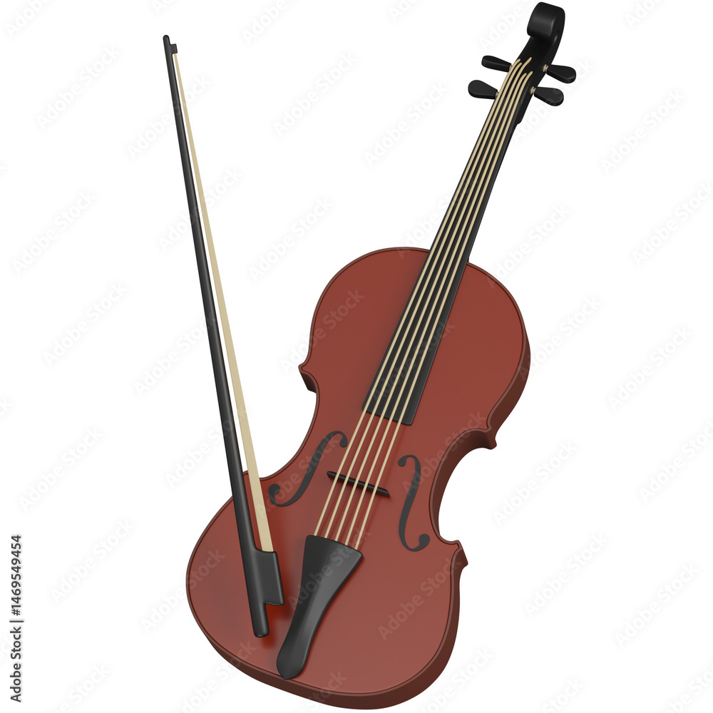 Fototapeta premium 3D Render of a Violin icon 