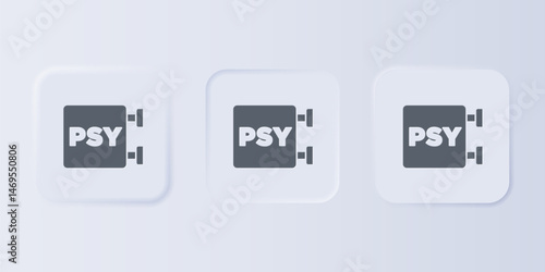 Grey Psychology icon isolated on grey background. Psi symbol. Mental health concept, psychoanalysis analysis and psychotherapy. Set icons in square buttons. Vector
