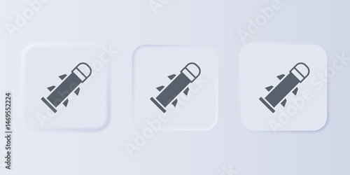 Grey Rocket icon isolated on grey background. Set icons in square buttons. Vector