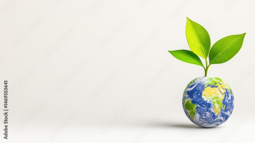 Pixelated Earth Globe with Sprouting Plant on White Background Pixelated Earth Globe with Sprouting Plant on White Background