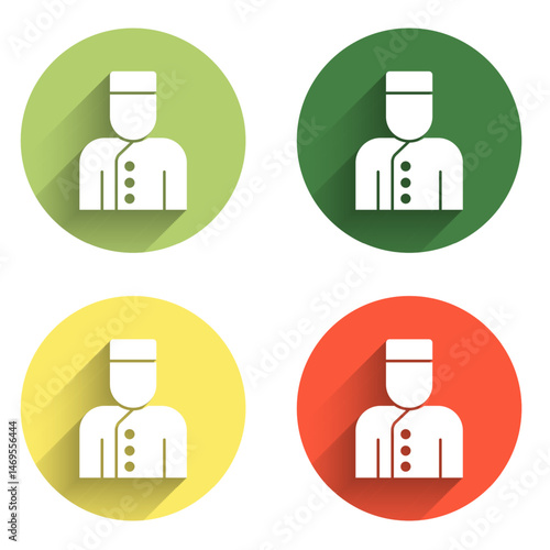 Set Concierge icon isolated with long shadow background. Color circle button. Vector