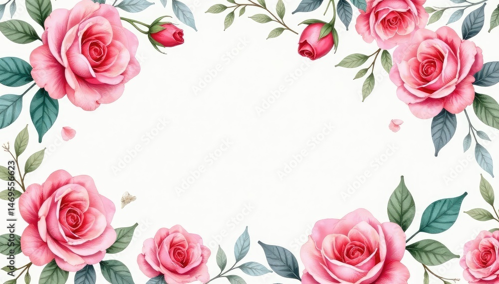 Delicate watercolor roses & leaves, repeating pattern, pattern, seamless, floral design Delicate watercolor roses & leaves, repeating pattern, pattern, seamless, floral design