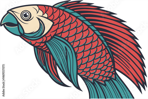 52 colorful betta fish, beautiful vibrant tropical fish, close-up photography, intricate scales, dynamic fins, macro shot, digital art, highly detailed