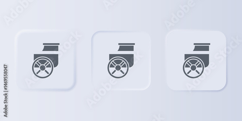 Grey Ancient Greece chariot icon isolated on grey background. Set icons in square buttons. Vector