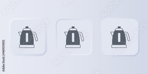 Grey Electric kettle icon isolated on grey background. Teapot icon. Set icons in square buttons. Vector