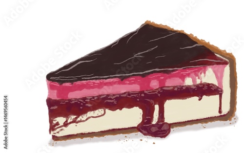 delicious cake pie with chocolate and raspberry jam