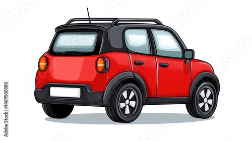 Red Pixel Art SUV Rear View on White Background