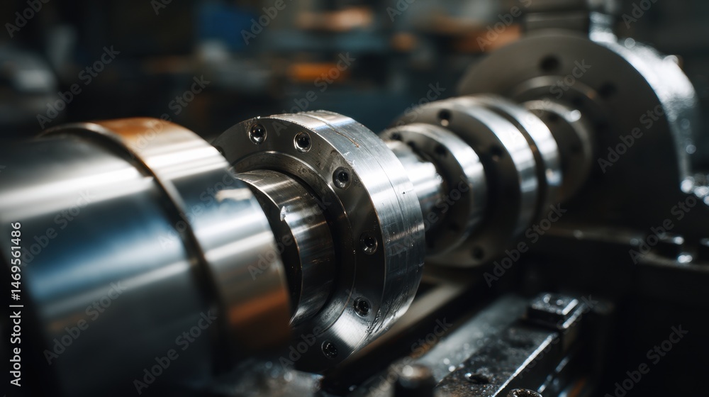 Overhaul pump. Close-up of a precision-engineered metal component in a machining process. Overhaul pump. Close-up of a precision-engineered metal component in a machining process.