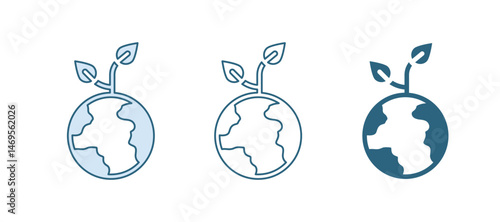 Blue Volunteer team planting trees icon isolated on white background. Represents ecological protection, protecting plants and trees. Vector