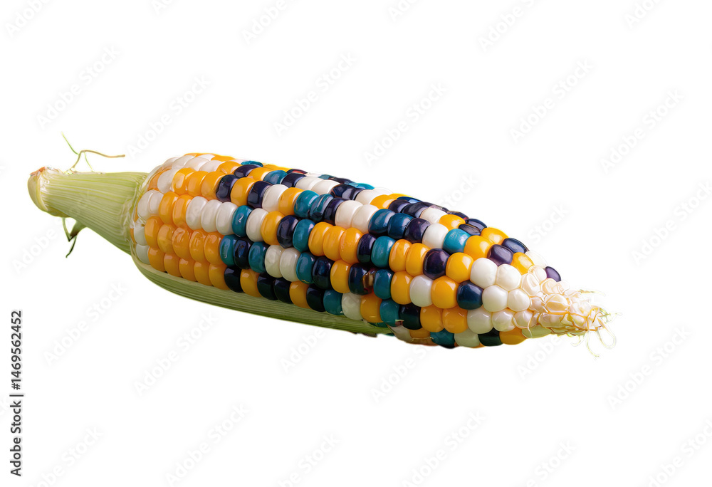 Fototapeta premium Colorful Corn Cob, Isolated Transparent Background