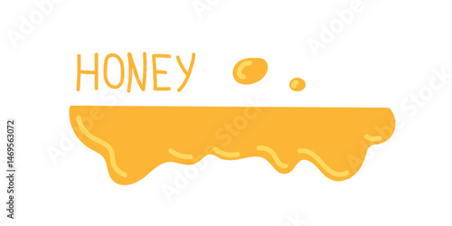 Bright yellow honey dripping from a surface with a playful design element