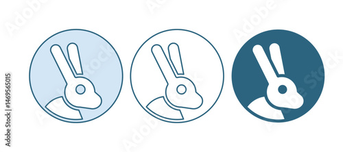 Blue Animal cruelty free with rabbit icon isolated on white background. Vector