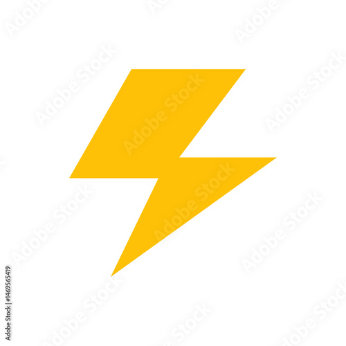 Illustration showcasing a single yellow lightning bolt symbol against a plain white background in a vector format