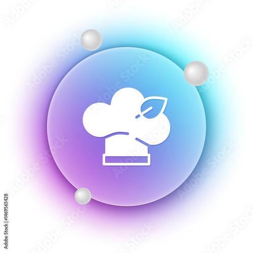 White Vegan food diet icon isolated on white background. Organic, bio, eco symbol. Vegan, no meat, lactose free, healthy, fresh and nonviolent food. Blue and purple gradient circle background. Vector