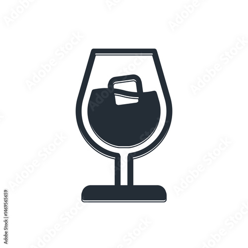Black Wine glass icon isolated on white background. Wineglass sign. Vector