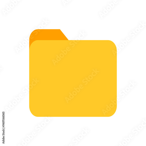 Illustration of a yellow folder with rounded corners and an orange tab on a white background view graphic