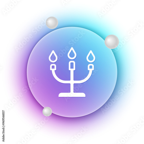 White Candlestick icon isolated on white background. Happy Valentines day. Blue and purple gradient circle background. Vector