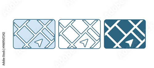 Blue Gps device with map icon isolated on white background. Vector