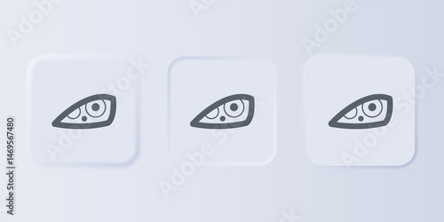 Grey Car headlight icon isolated on grey background. Set icons in square buttons. Vector