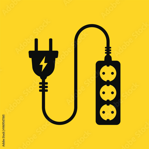 Electric socket icon in flat style. Connection and disconnection vector illustration on isolated background. Wire adapter sign business concept.