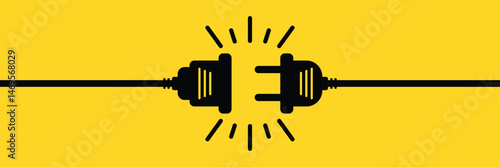 Electric socket icon in flat style. Connection and disconnection vector illustration on isolated background. Wire adapter sign business concept.