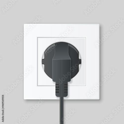 Electric socket icon in flat style. Connection and disconnection vector illustration on isolated background. Electrical outlet sign business concept.