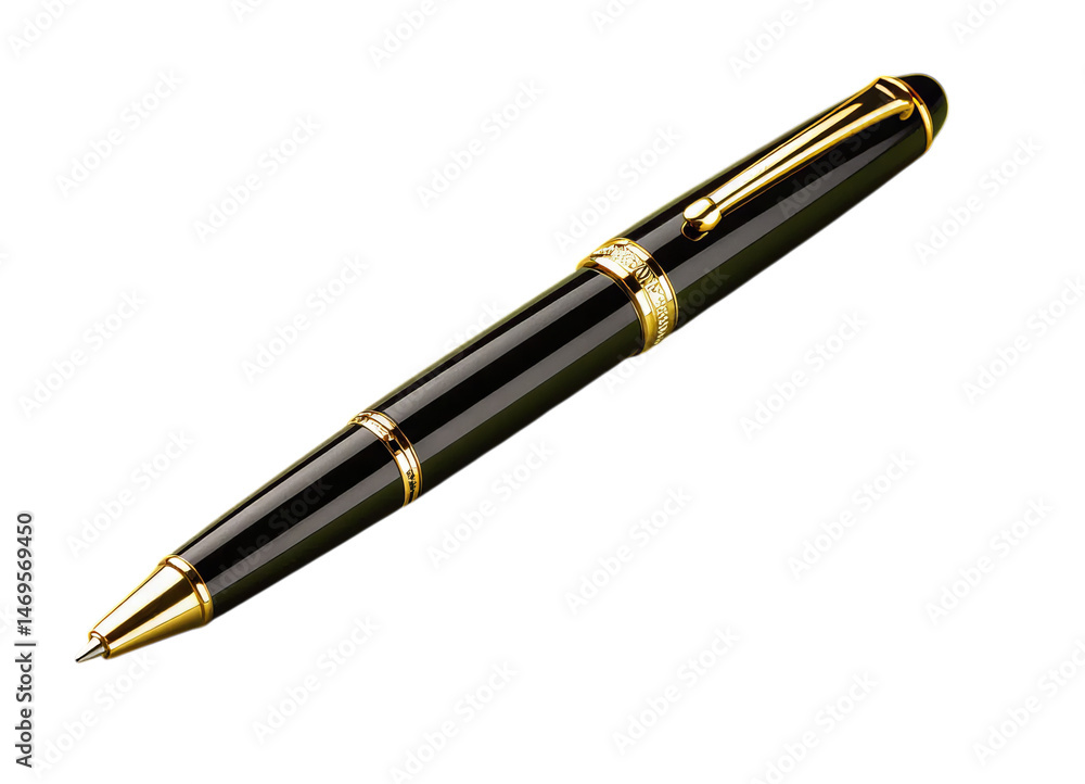 Golden Pen with Transparent Background, Isolated Design Element Golden Pen with Transparent Background, Isolated Design Element