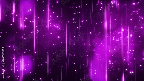 Cyberpunk-inspired monochrome background with neon purple diagonal lines and light spots, abstract tech design.
