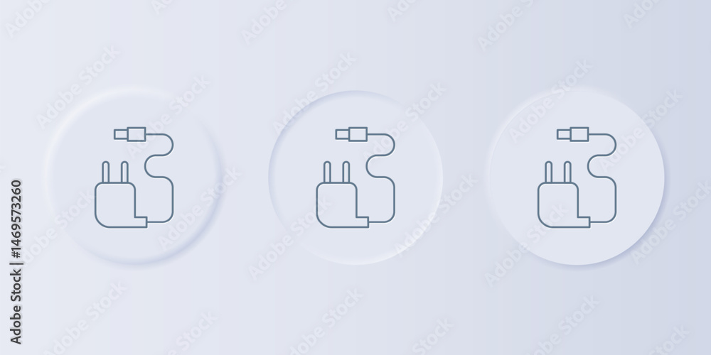 Grey Charger icon isolated on grey background. Set icons in square buttons. Vector Grey Charger icon isolated on grey background. Set icons in square buttons. Vector