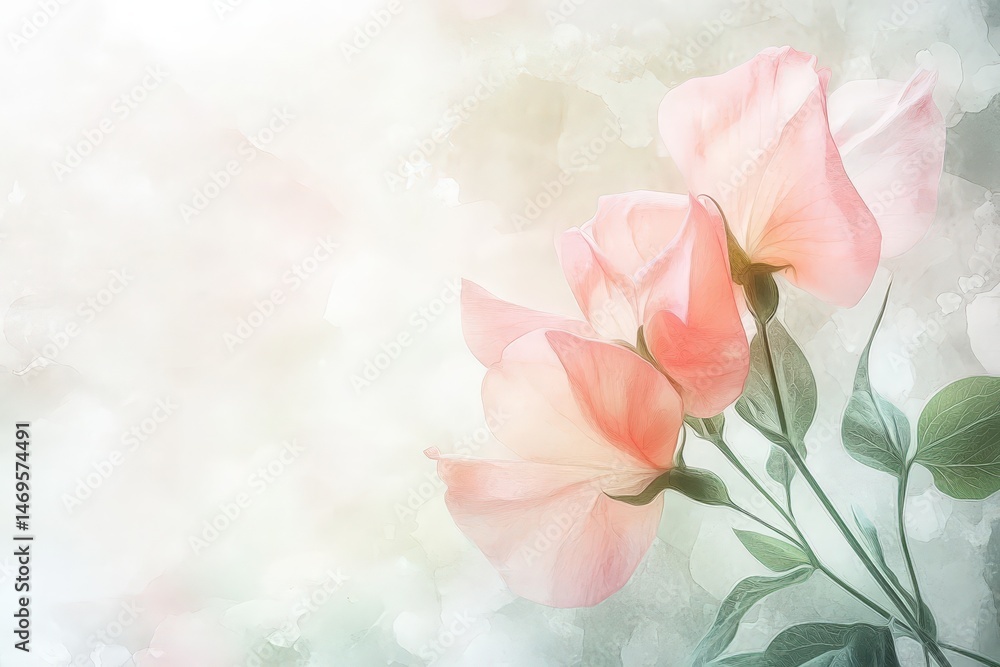 Obraz premium Delicate pastel flowers in a soft, diffused light.