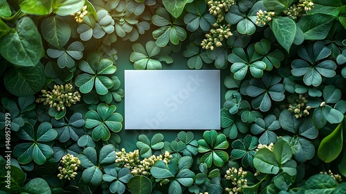 Obraz na płótnie Blank gift card on a bed of shamrocks w salonie