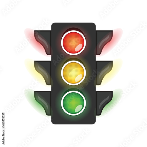 Traffic light icon in flat style. Stoplight vector illustration on isolated background. Semaphore sign business concept.