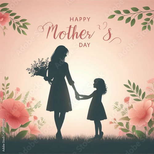 Mother day mother's day love silhouette design 