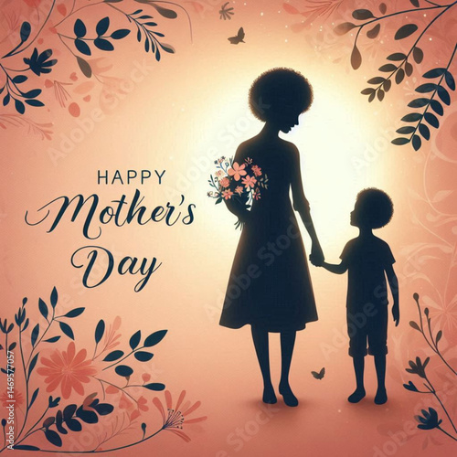 Mother day mother's day love silhouette design 