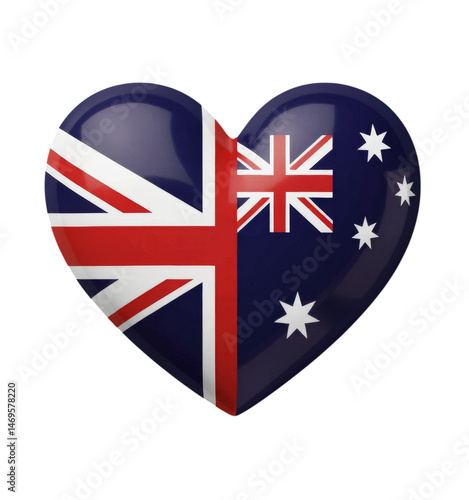 Free Download Heart Shaped Union Jack and Australian Flag, Isolated Transparent Background - GFXLoad