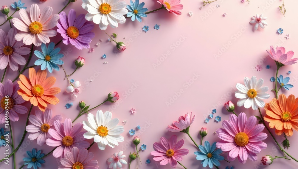 Scattered small blooms, repeating pattern, soft hues, seamless, pattern, texture