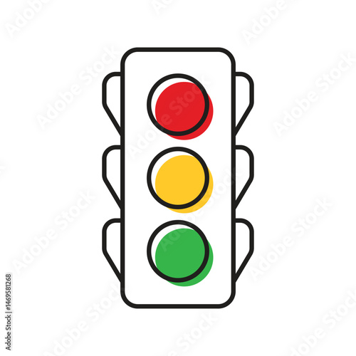 Traffic light icon in flat style. Stoplight vector illustration on isolated background. Semaphore sign business concept.