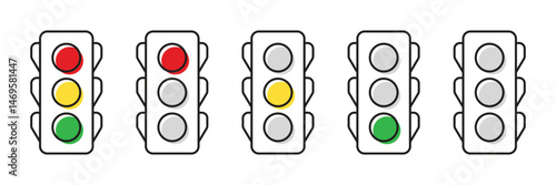 Traffic light icon set collection in flat style. Stoplight vector illustration on isolated background. Semaphore sign business concept.