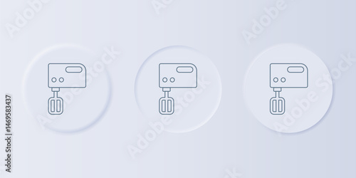 Grey Electric mixer icon isolated on grey background. Kitchen blender. Set icons in square buttons. Vector