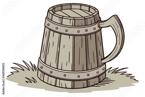 108 wooden beer mug, medieval style drinking vessel, old-fashioned oak tankard, rustic wooden cup with handle, hand-crafted wooden beer stein