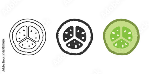 Cucumber vegetable icon set collection in flat style. Gherkin plant vector illustration on isolated background. Healthy food sign business concept.