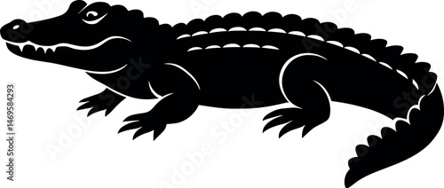 Crocodile vector black silhouette print design