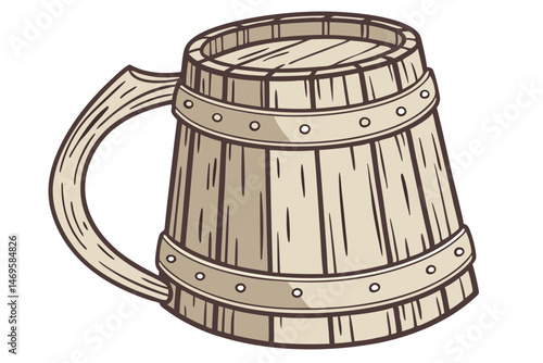 108 wooden beer mug, medieval style drinking vessel, old-fashioned oak tankard, rustic wooden cup with handle, hand-crafted wooden beer stein