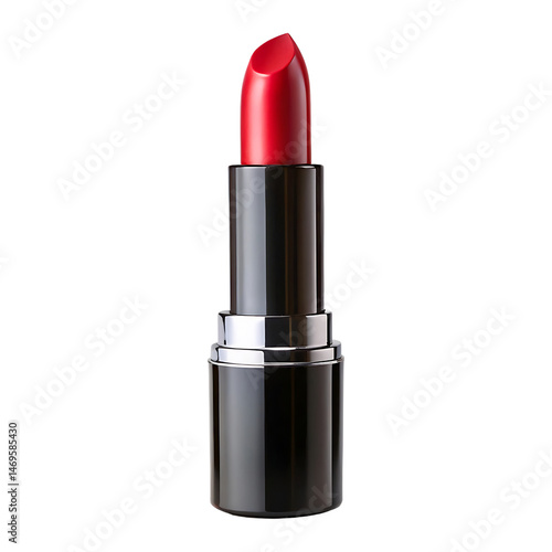 Elegant red lipstick displayed isolated on a transparent background for makeup and beauty product promotions